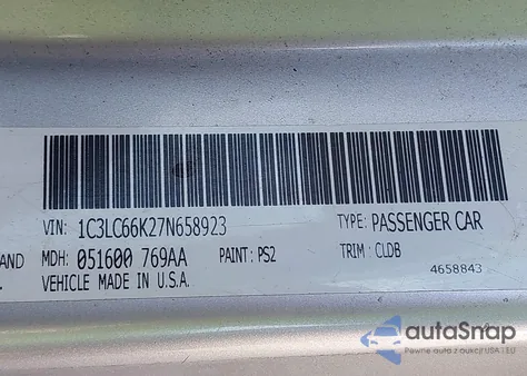 2007 Chrysler Sebring Limited from USA, damaged, VIN 1C3LC66K27N658923